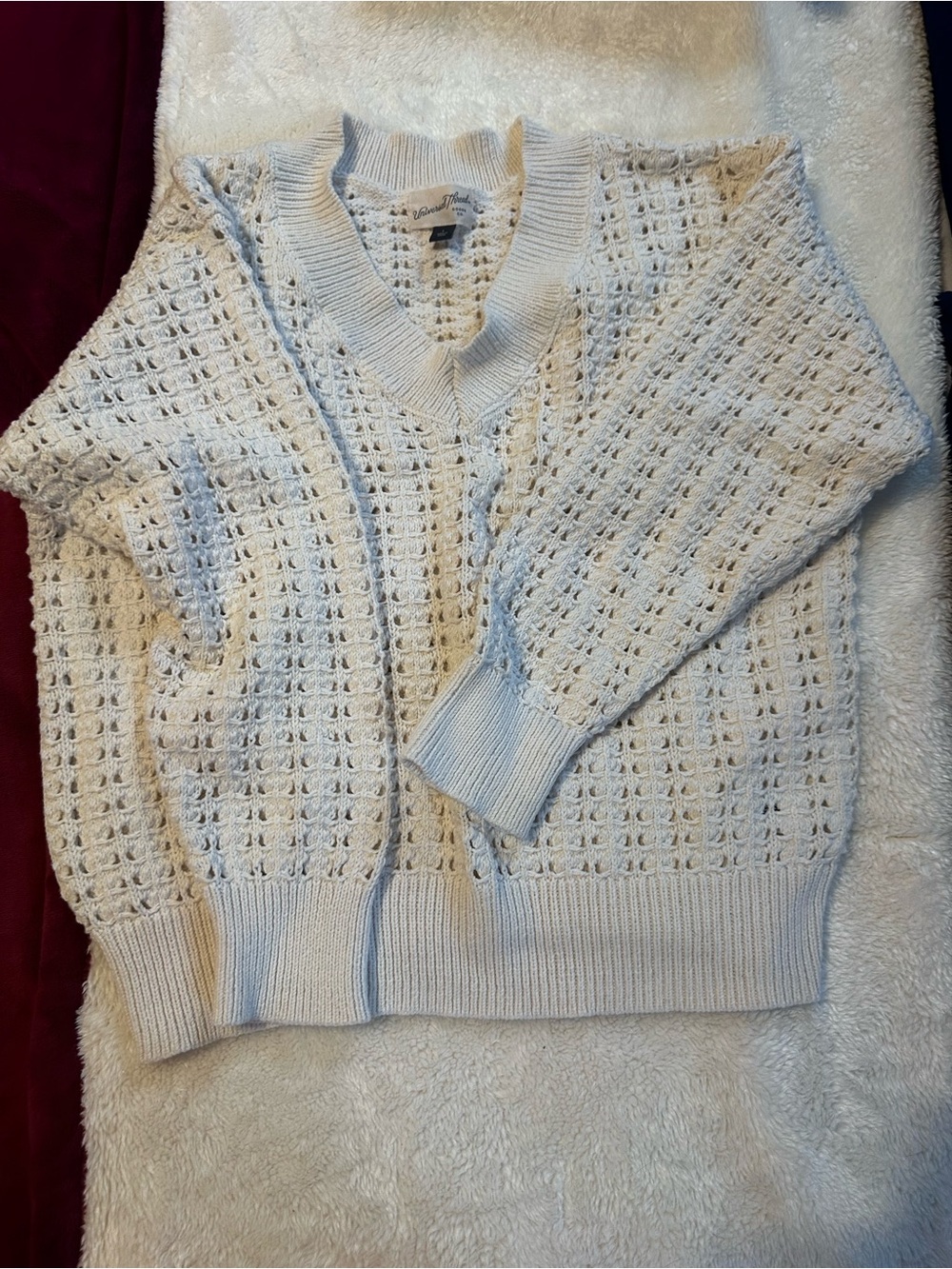 Universal Thread Open-Knit V-Neck Sweater - Cream